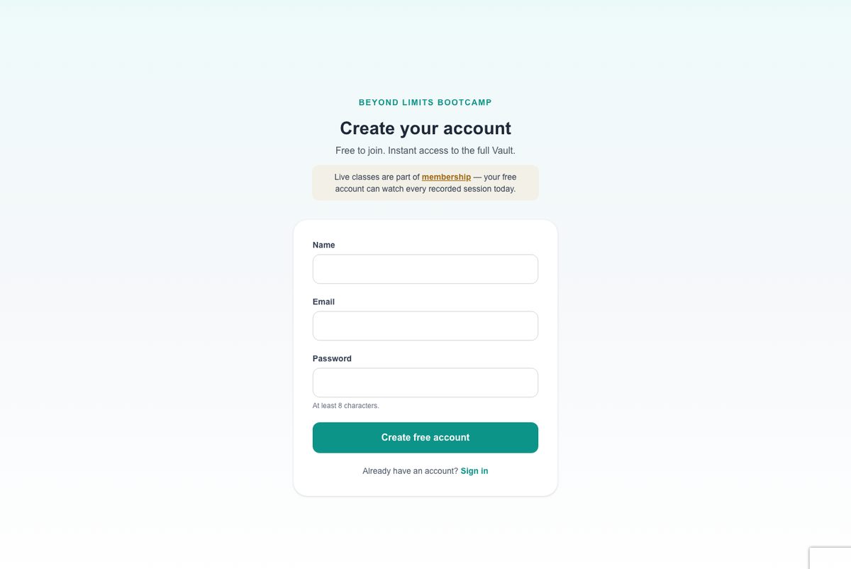 Screenshot: Creating your free account